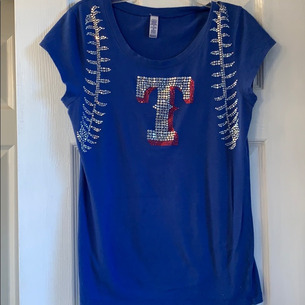 ⭐️WORLD SERIES CHAMPION TEXAS RANGERS CUSTOM BLING SHIRT ❤️🙌 🥳 - Picture 3 of 7